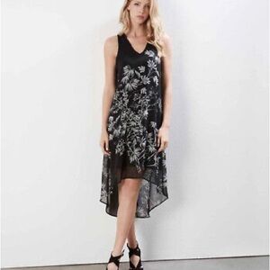 Karen Kane Hi Lo Chiffon Sleeveless V-Neck Black Dress